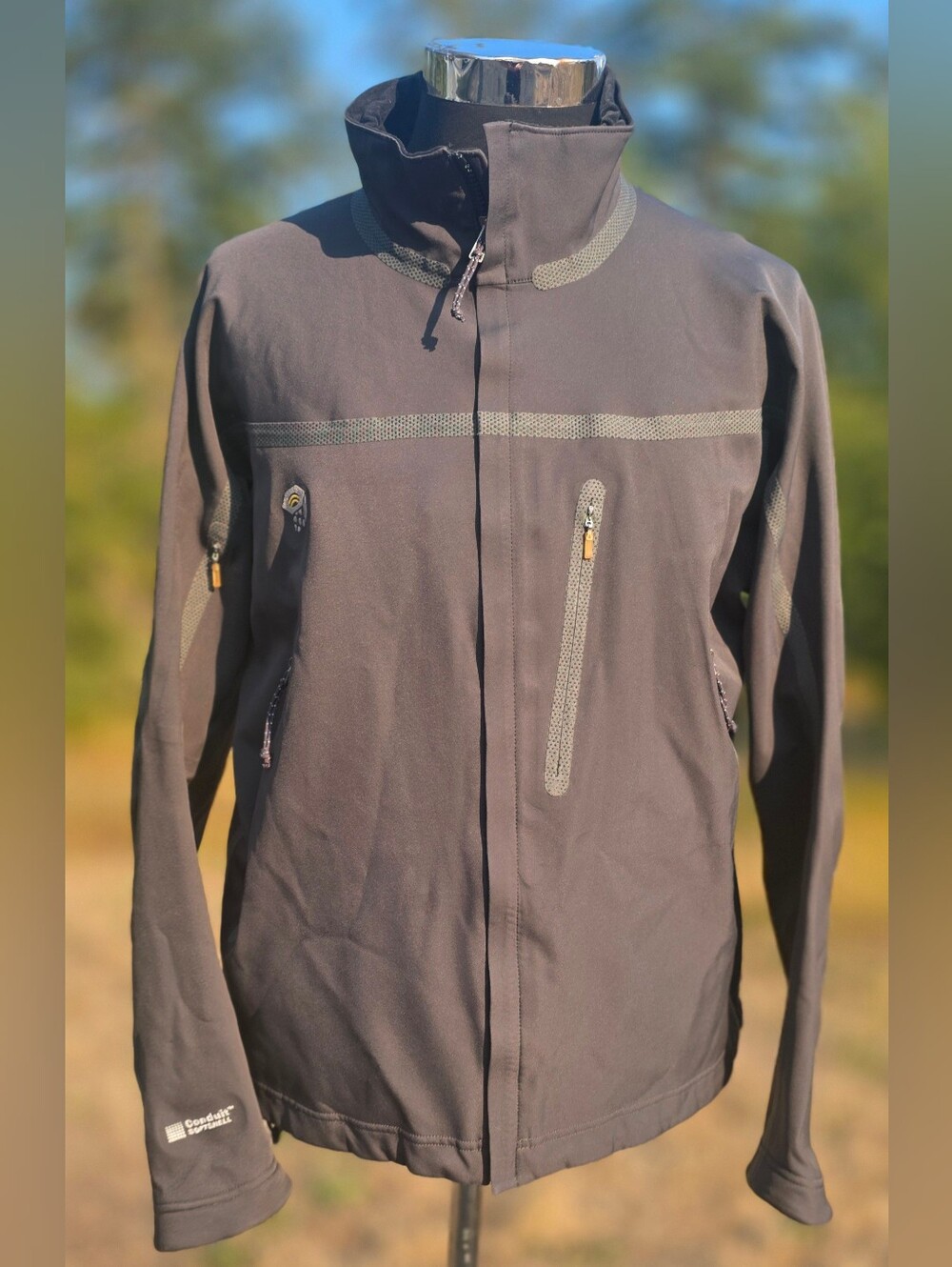 Mountain Hardwear Jacket Mens Large Black Full Zip Conduit Softshell Hiking Rare